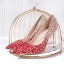 Glitzernden Charmant Gold Rot Farbverlauf Brautschuhe 2020 Glanz Pailletten 10 cm Stilettos Spitzschuh Hochzeit Pumps