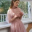 Chic / Beautiful Blushing Pink Homecoming Graduation Dresses 2021 A-Line / Princess Scoop Neck Beading Sequins Short Sleeve Tea-length Formal Dresses