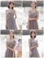 Fashion Grey Bridesmaid Dresses 2021 A-Line / Princess Scoop Neck Beading Rhinestone Sequins Lace Flower Short Sleeve Backless Floor-Length / Long Bridesmaid Wedding Party Dresses