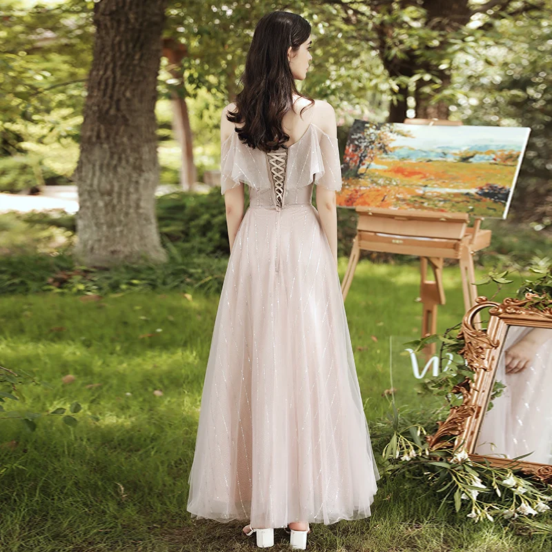 green emerald velvet dress Simple Jewel Draped Sleeves Blushing Pink Bridesmaid Dresses – Newinlook main image 0