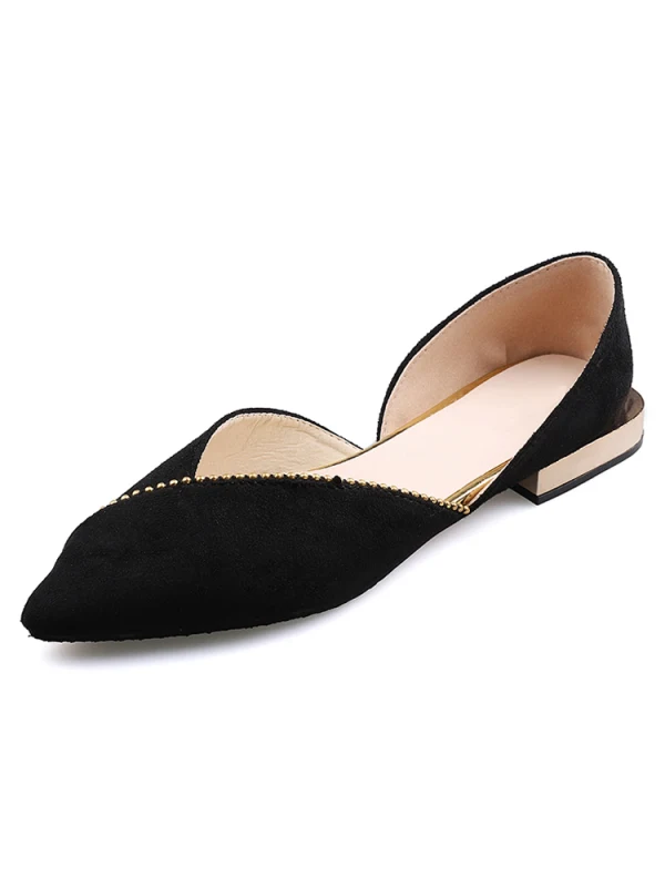 Modest / Simple Black Casual Suede Flat Womens Shoes 2020 Pointed Toe