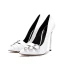 Schöne Ivory / Creme Strassenmode Pumps 2020 Lackleder 10 cm Stilettos Spitzschuh Pumps