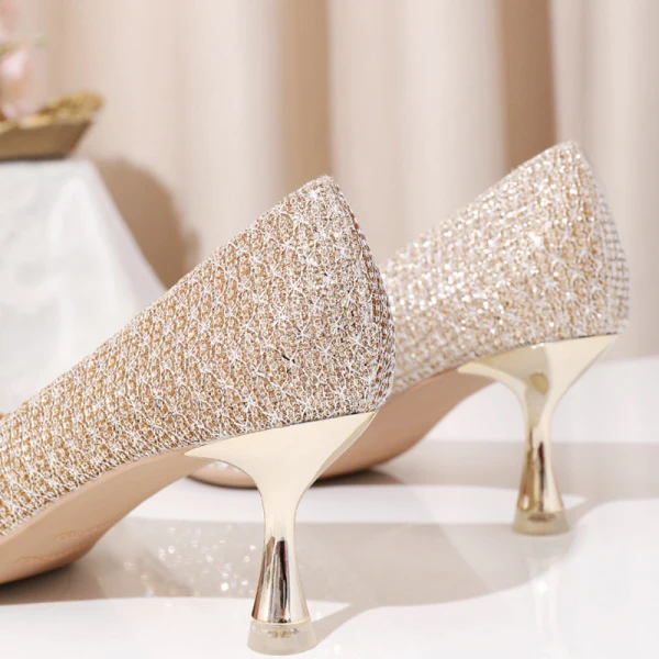 Bling Bling Gold Crystal Wedding Shoes 2020 Rhinestone 8 cm Stiletto Heels Pointed Toe Wedding Pumps