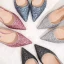Błyszczące Gradient-Kolorów Fuksja Buty Ślubne 2020 Cekinami Cekiny 6 cm Grubym Obcasie Szpiczaste Czółenka