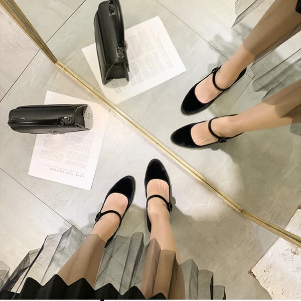 Vintage / Retro Nude Casual Pumps 2020 Suede 8 cm Thick Heels Round Toe Pumps