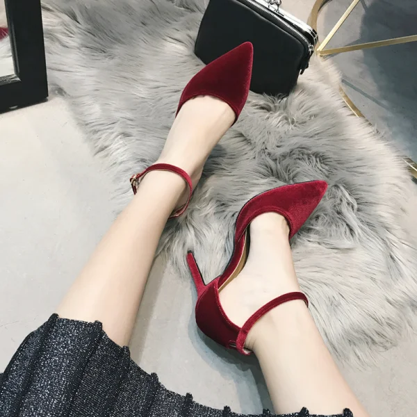Chic / Beautiful Blushing Pink Dancing Suede Womens Shoes 2020 Ankle Strap 10 cm Stiletto Heels Pointed Toe Heels
