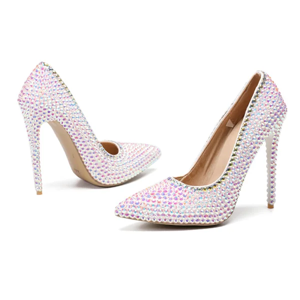 Charmig Multi-Färger Rhinestone Afton Pumps 2020 11 cm Stilettklackar Spetsiga Pumps