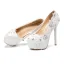 Fashion Ivory Wedding Shoes 2020 Rhinestone Lace Flower 14 cm Stiletto Heels Round Toe Wedding Pumps