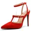 Mode Nues Vêtement de rue Cuir Sandales Femme 2020 Bride Cheville 10 cm Talons Aiguilles À Bout Pointu Sandales