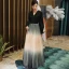 Mode Noire Robe De Soirée 2020 Princesse V-Cou Étoile Paillettes Faux Diamant Manches Longues Longue Robe De Ceremonie