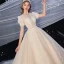High-end Ivory Lace Flower Wedding Dresses 2020 Ball Gown Scoop Neck Beading Pearl Short Sleeve Covered Button Cathedral Train