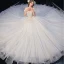 Luxury / Gorgeous Ivory Wedding Dresses 2020 Ball Gown Off-The-Shoulder Beading Rhinestone Sequins Short Sleeve Backless Royal Train