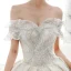 Luxury / Gorgeous Ivory Wedding Dresses 2020 Ball Gown Off-The-Shoulder Beading Glitter Sequins Pearl Lace Flower Short Sleeve Backless Royal Train