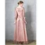 Charming Burgundy Evening Dresses  2020 A-Line / Princess Scoop Neck Star Sequins Ruffle 3/4 Sleeve Floor-Length / Long Formal Dresses