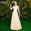 Simple Gris Robe Demoiselle D'honneur 2021 Princesse Encolure Dégagée 1/2 Manches Dos Nu Longue Robe Pour Mariage