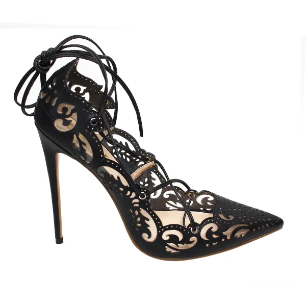 Chic / Beautiful Black Evening Party Womens Shoes 2020 X-Strap 12 cm Stiletto Heels Pointed Toe Heels