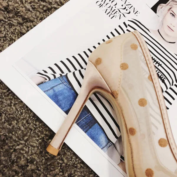 Chic / Beautiful Black Summer Casual Pumps 2018 Leather Spotted 10 cm Stiletto Heels Pointed Toe Pumps