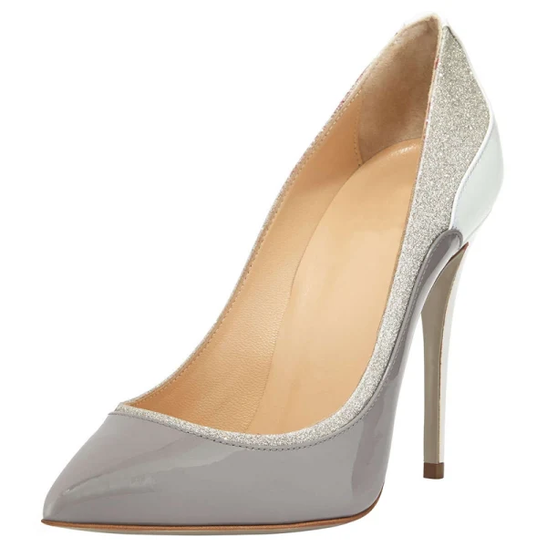 Fashion Two Tone Black Evening Party Pumps 2020 Sequins 10 cm Stiletto Heels Pointed Toe Pumps