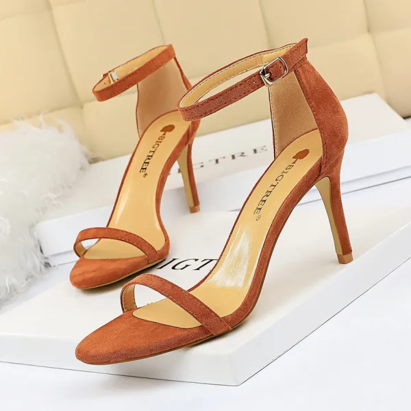 Sexy Black Street Wear Womens Sandals 2020 Ankle Strap 11 cm Stiletto Heels Open / Peep Toe Sandals