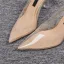 Transparent Beige Abend Pumps 2020 Leder Spitze 6 cm Kristall Thick Heels Spitzschuh Pumps