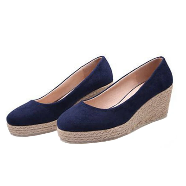 Modest / Simple Black Casual Braid Womens Shoes 2020 Suede 7 cm Wedges Round Toe