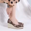 Chic / Beautiful Blushing Pink Street Wear Braid Womens Shoes 2020 Leopard Print 7 cm Wedges Pointed Toe