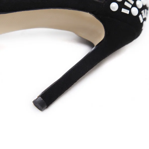 Chic / Belle Noire Rendez-vous Sandales Femme 2020 Faux Diamant Daim 8 cm Talons Aiguilles Peep Toes / Bout Ouvert Sandales