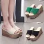 Abordable Vert Désinvolte Tresser Sandales Femme 2020 10 cm Compensées Peep Toes / Bout Ouvert Sandales