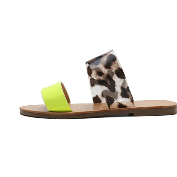 Mode Multi-Couleurs Désinvolte Été Plate Pantoufle & Tongs 2020 Motif Peau De Serpent Peep Toes / Bout Ouvert Plat Chaussures Femmes