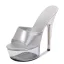 Sexy Black Rave Club Womens Sandals 2020 Patent Leather 15 cm Stiletto Heels Open / Peep Toe Sandals