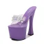 Sexy Blanche Club de carnaval Été Cristal Sandales Femme 2020 Faux Diamant 17 cm Talons Épais Peep Toes / Bout Ouvert Sandales