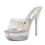 Sexy Transparent Argenté Voyage de noces Cristal Sandales Femme 2020 Faux Diamant 13 cm Talons Aiguilles Peep Toes / Bout Ouvert Sandales