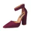 Betaalbare Bordeaux Toevallig Suede Sandalen Dames 2020 Enkelband 10 cm Dikke Hak Spitse Neus Sandalen