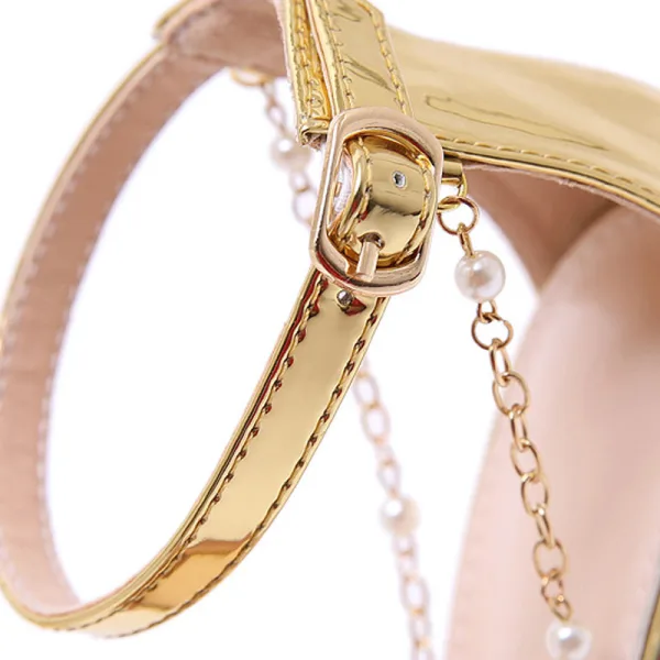 Chic / Beautiful Gold Street Wear Womens Sandals 2020 Ankle Strap 12 cm Stiletto Heels Open / Peep Toe Sandals