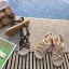 Romain Beige Plage Tresser Plate Chaussures Femmes 2020 Peep Toes / Bout Ouvert Plat Pantoufle & Tongs