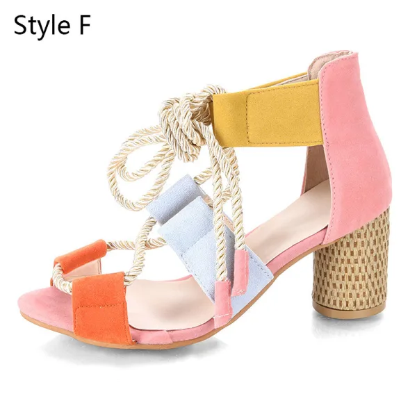 Fashion Yellow Street Wear Beach Womens Sandals 2020 Ankle Strap 7 cm Thick Heels Open / Peep Toe Sandals