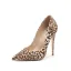 Fine Brun Gateklær Leopard Print Pumps 2020 12 cm Stiletthæler Spisse Pumps