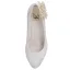 Eleganta Elfenben Satin Spets Pärla Brudskor 2021 8 cm Stilettklackar Spetsiga Bröllop Pumps Högklackade