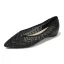 Chic / Belle Noire Désinvolte Plat Chaussures Femmes 2020 Cuir Faux Diamant À Bout Pointu