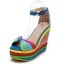 Fashion Casual Braid Rainbow Womens Sandals 2020 Ankle Strap 13 cm Wedges Open / Peep Toe Sandals