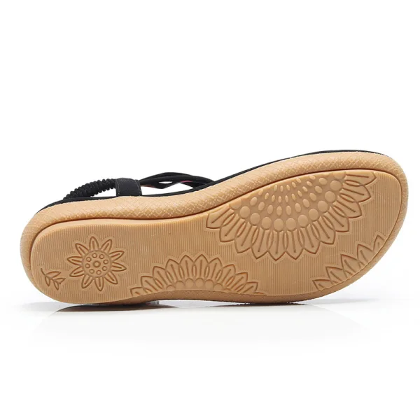 Bohemia Roman Black Beach Slipper & Flip flops 2020 Open / Peep Toe Flat Womens Shoes