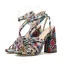 Sexy Roman Red Street Wear Snakeskin Print Womens Sandals 2020 Ankle Strap X-Strap 11 cm Thick Heels Open / Peep Toe Sandals