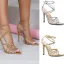 Sexy Silber Abend Flechten Sandalen Damen 2020 X-Riemen 11 cm Stilettos Spitzschuh Sandaletten