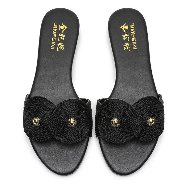 Rimelig Aprikos Casual Flette Slipper & Flip Flops 2020 Flate Peep Toe Damesko