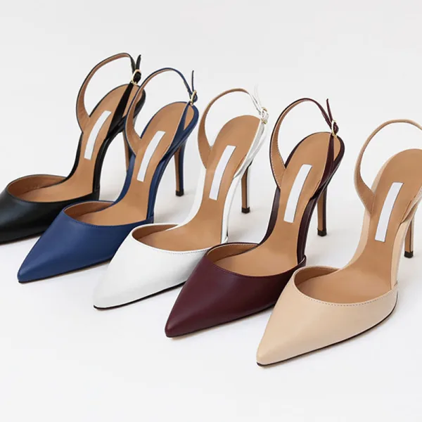 Fashion White Office OL Slingbacks Womens Sandals 2020 10 cm Stiletto Heels Pointed Toe Sandals