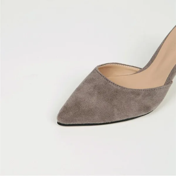 Chic / Beautiful Grey Casual Suede Womens Sandals 2020 6 cm Stiletto Heels Pointed Toe Sandals