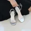 Modest / Simple White Street Wear Summer Womens Sandals 2020 Ankle Strap 10 cm Stiletto Heels Open / Peep Toe Sandals