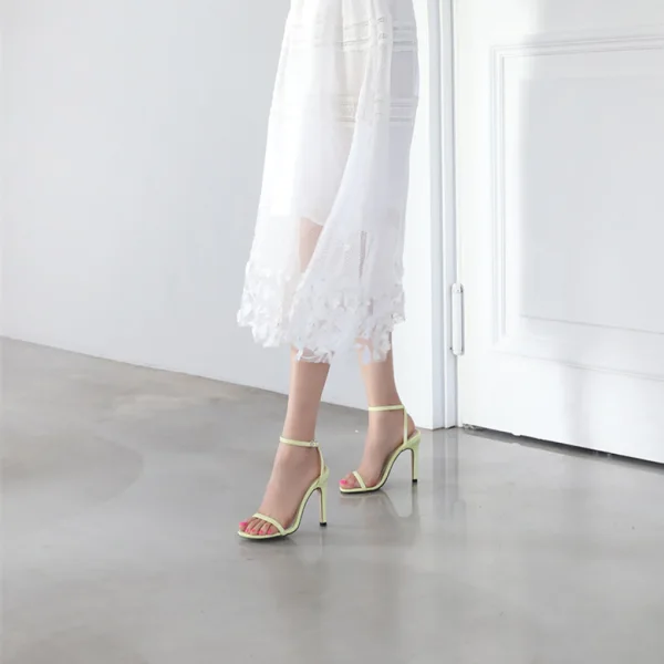 Simple Argenté Désinvolte Sandales Femme 2020 Bride Cheville 10 cm Talons Aiguilles Peep Toes / Bout Ouvert Sandales