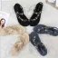 Cyganeria Granatowe Plaża Pantofle & Klapki 2020 Rhinestone Z Paskiem Peep Toe Płaskie Buty Damskie