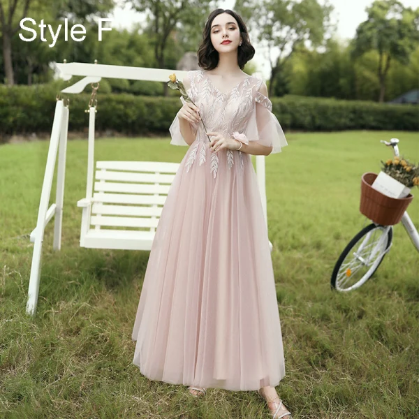 Modest / Simple Sage Green Embroidered Bridesmaid Dresses 2021 A-Line / Princess V-Neck Short Sleeve Backless Floor-Length / Long Wedding Party Dresses